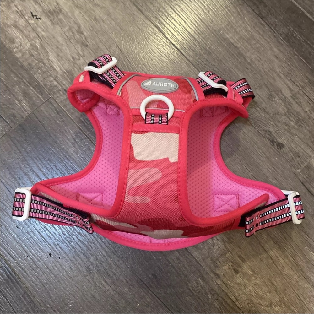 Pink dog camo harness
